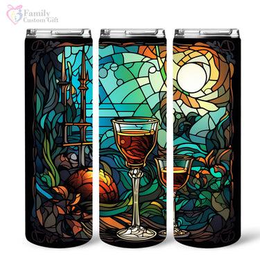Mysterious Absinthe In Stained Glass 20oz Skinny Tumbler, Alcohol Drink Glass Green Fairy, Alcohol Tumbler, Vibrant Tumbler, Trending Tumbler